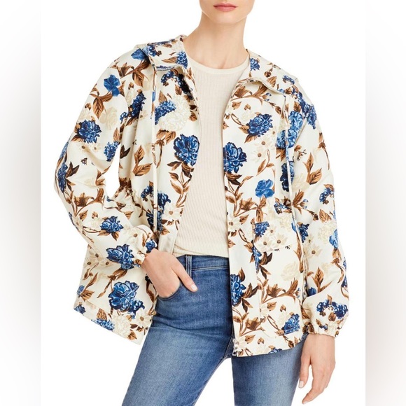 NWT $498 Tory BurchFloral-Print Hooded Wind-Resistant Jacket - Picture 4 of 9